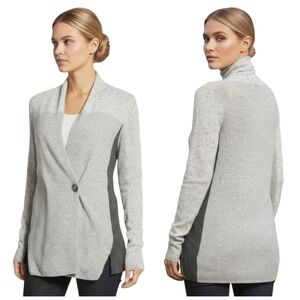White + Warren Colorblock Wrap Small 100% Cashmere Cardigan  F369